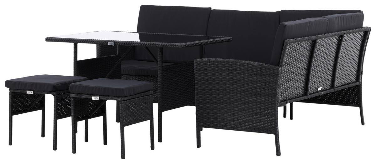 Gartenmöbel Set 4-Tlg Knock Kunststoff mit Kissen - Schwarz, KONVENTIONELL, Kunststoff - Gardenson