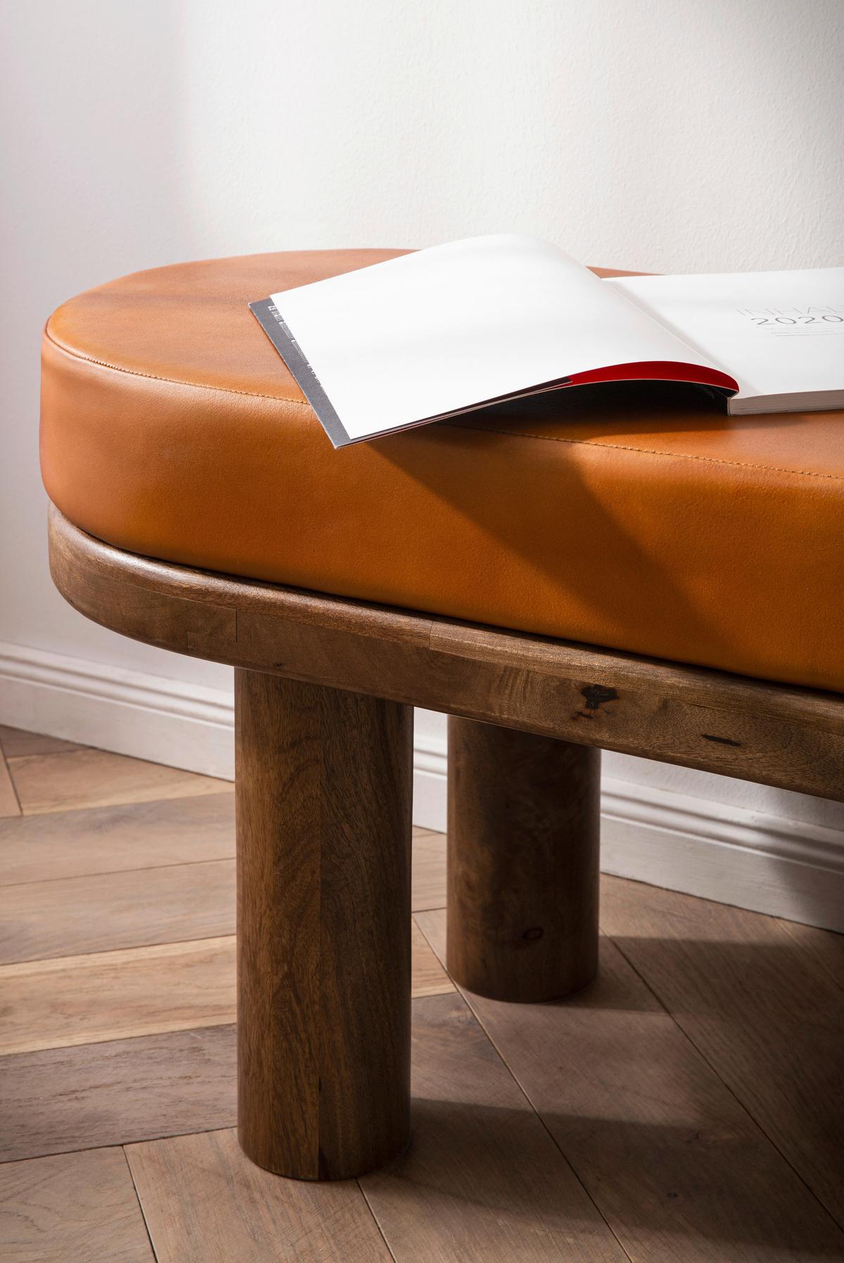 Sitzbank Braun B: 140 cm - Braun, Design, Leder (140/47/40cm) - Livetastic