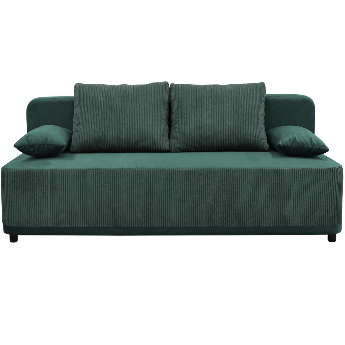 Schlafsofa Stella Grün B: 197 cm - Schwarz/Grün, Design, Textil (197/90/83cm) - MID.YOU