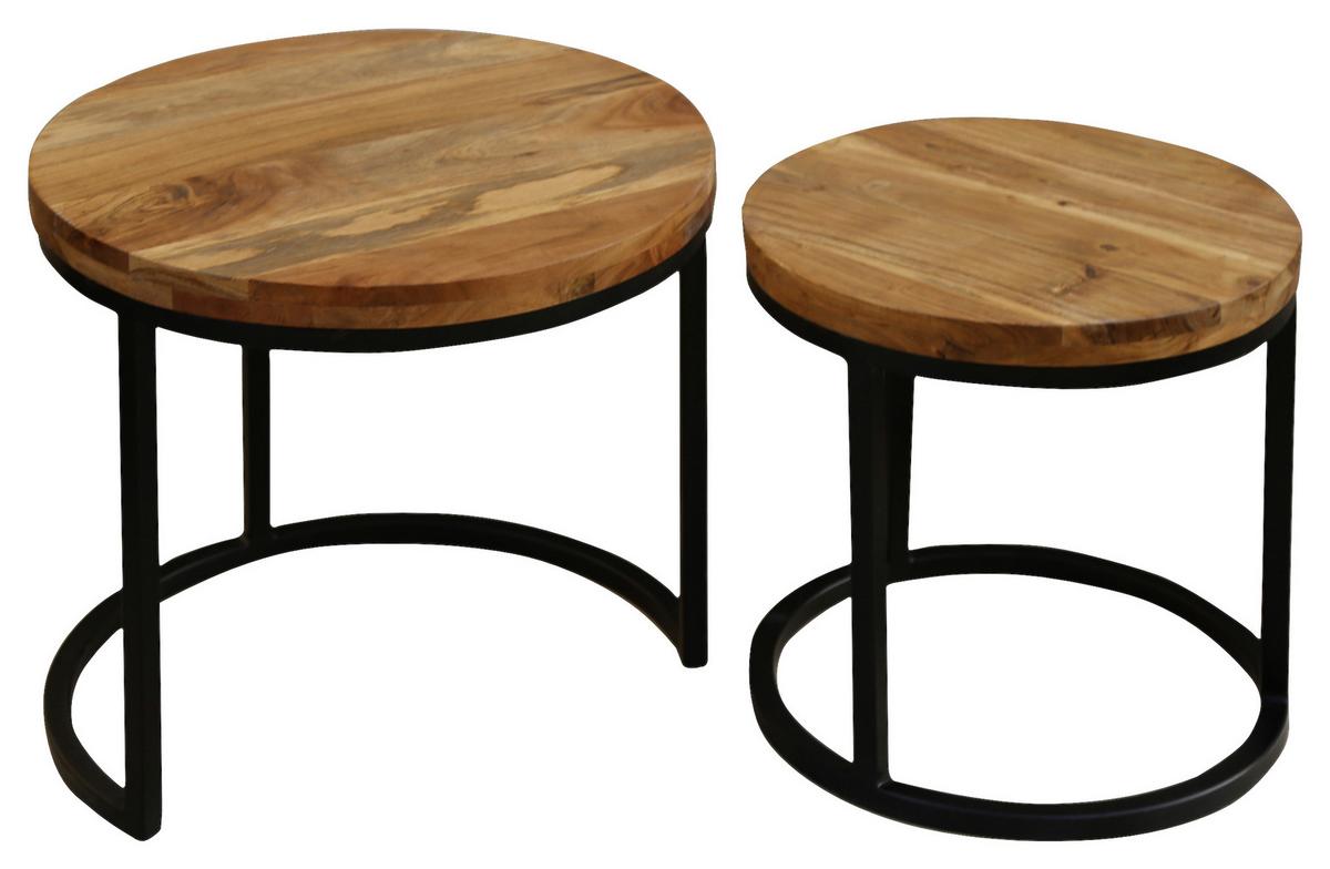 Satztisch Selma B: 40-50cm Akaziefarben - Schwarz/Akaziefarben, MODERN, Holz/Metall - MID.YOU