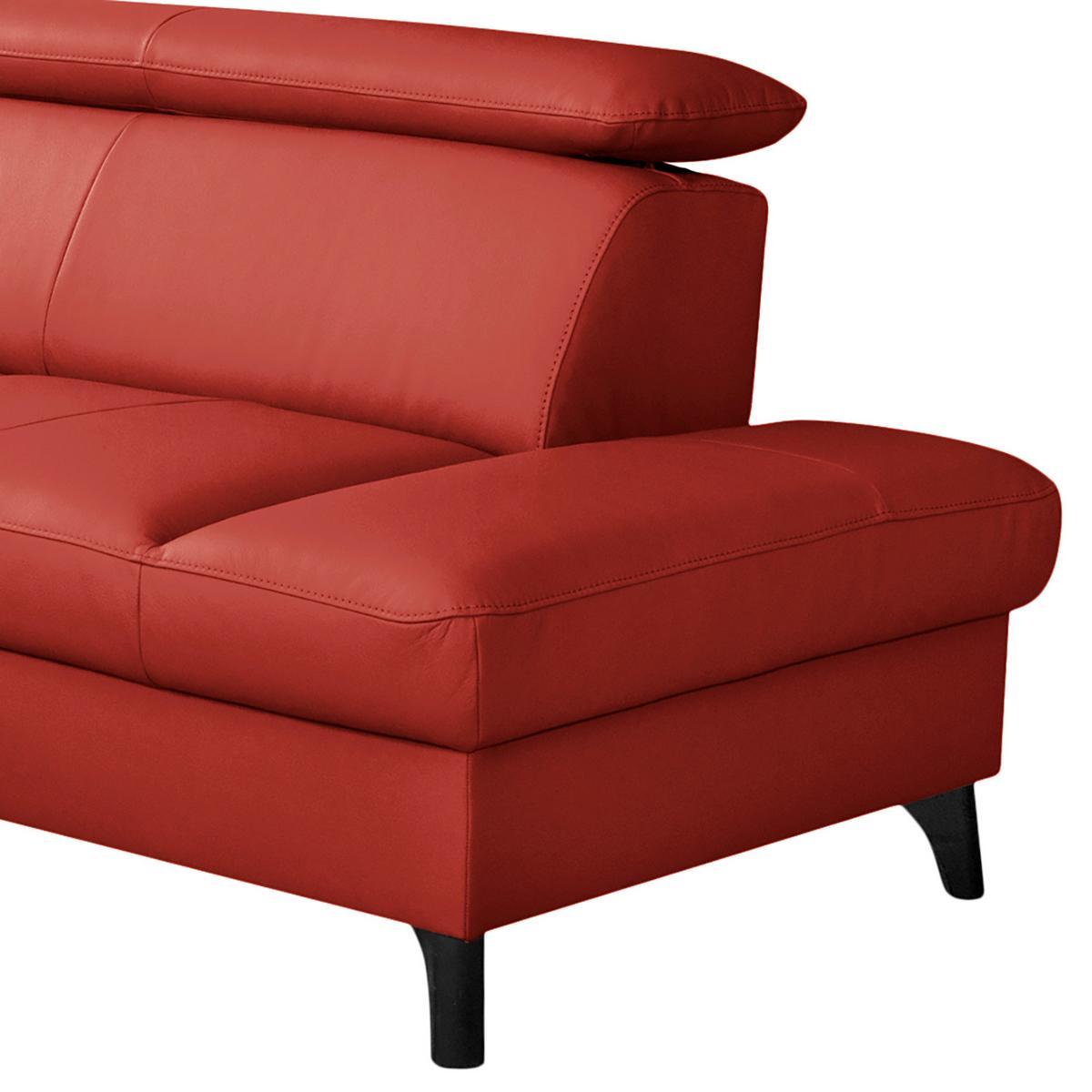 Ecksofa Note New Teilleder 244x199 - Rot/Schwarz, Design, Leder/Textil (244/199cm) - Livetastic