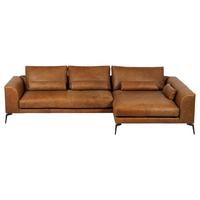 Ecksofa Berlin Cognac S: 313 cm - Cognac/Schwarz, Design, Leder (313/172cm) - Livetastic