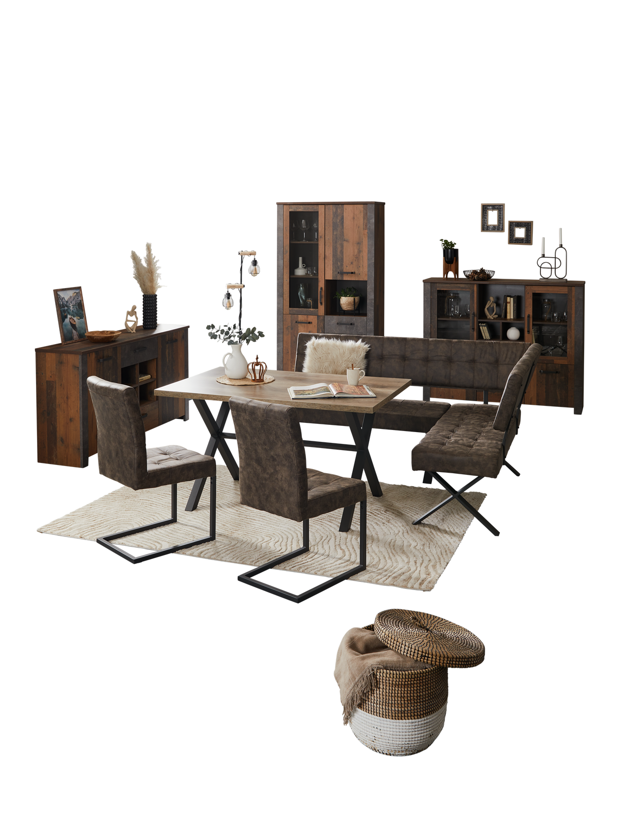 ŠIROKÁ KOMODA ONTARIO - šedá/barvy dubu, Moderní, kompozitní dřevo/plast (162/86/41,5cm) - Ondega