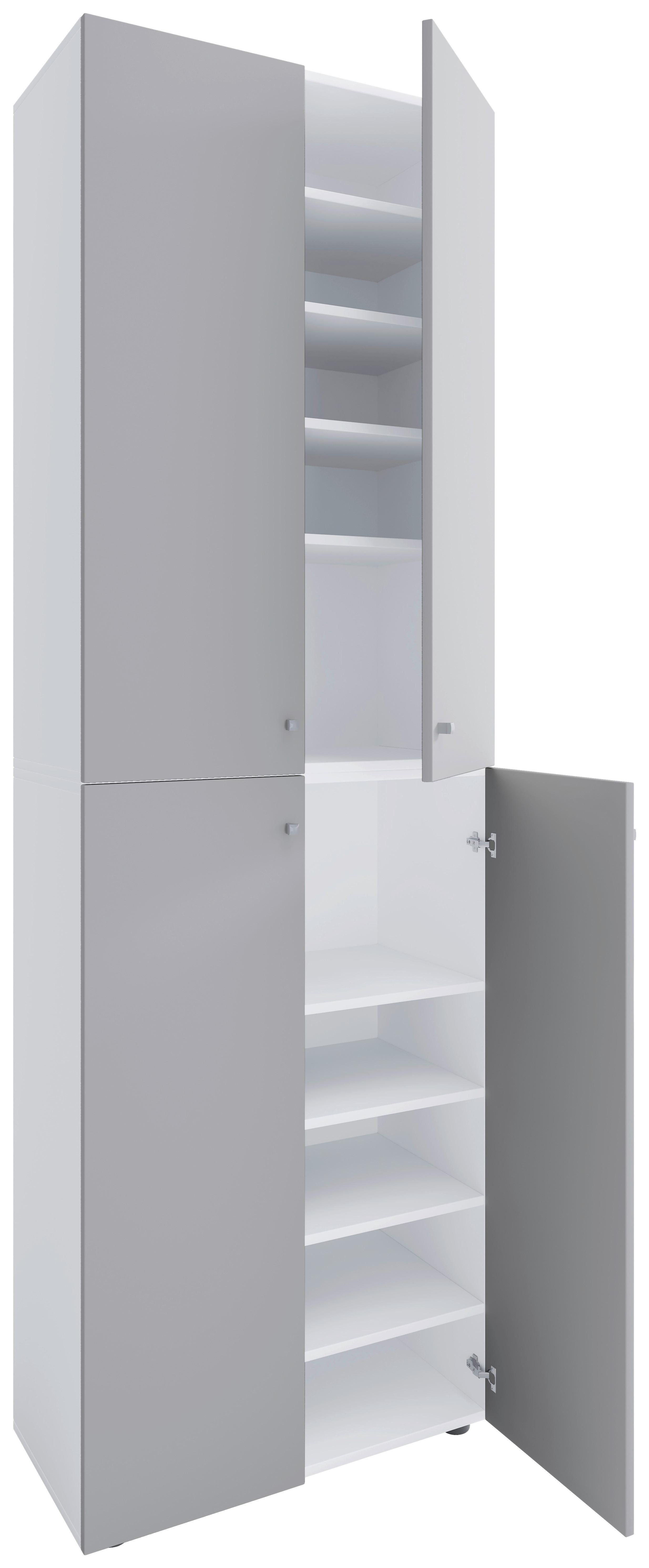 SCHUHSCHRANK Lona Grau Weiß - Schwarz/Weiß, Design, Holzwerkstoff (70/220/40cm) - MID.YOU