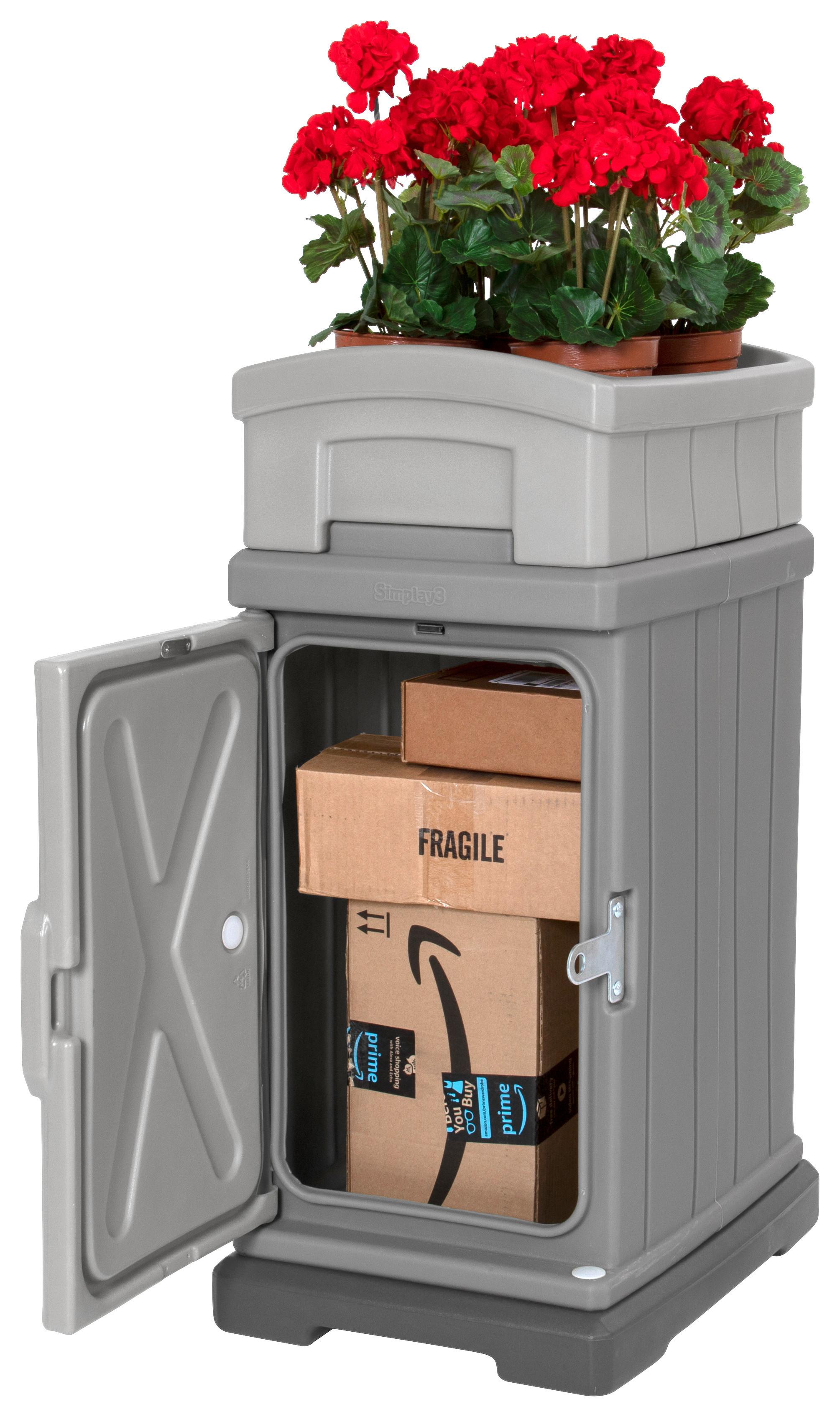 Paketbox mit Pflanzaufsatz Simplay Hide Away H: 98,1 cm - Grau, Basics, Kunststoff (56,5/42,5/98,1cm)
