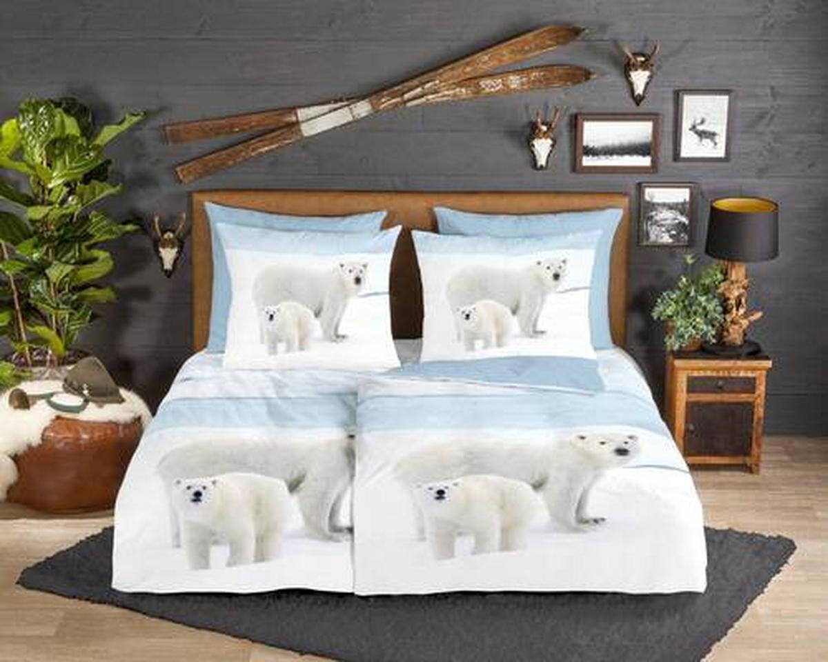 Wendebettwäsche Care Blau Weiß 135x200 cm - Blau/Weiß, Natur, Textil (135/200cm)