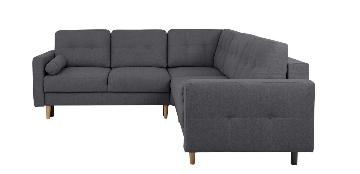 Ecksofa Noret Dunkelgrau S: 242x242 Cm - Dunkelgrau/Buchefarben, Design, Textil (242/242cm) - MID.YOU