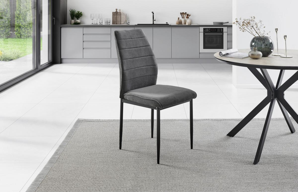 Stuhl-set Ratford - Schwarz/Grau, LIFESTYLE, Textil/Metall (44/96/58cm) - Livetastic