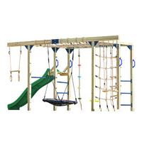 KLETTERGERÜST MIT RUTSCHE GRÜN - Blau/Braun, Basics, Holz/Kunststoff (522,5/196/205cm) - Ambia Garden