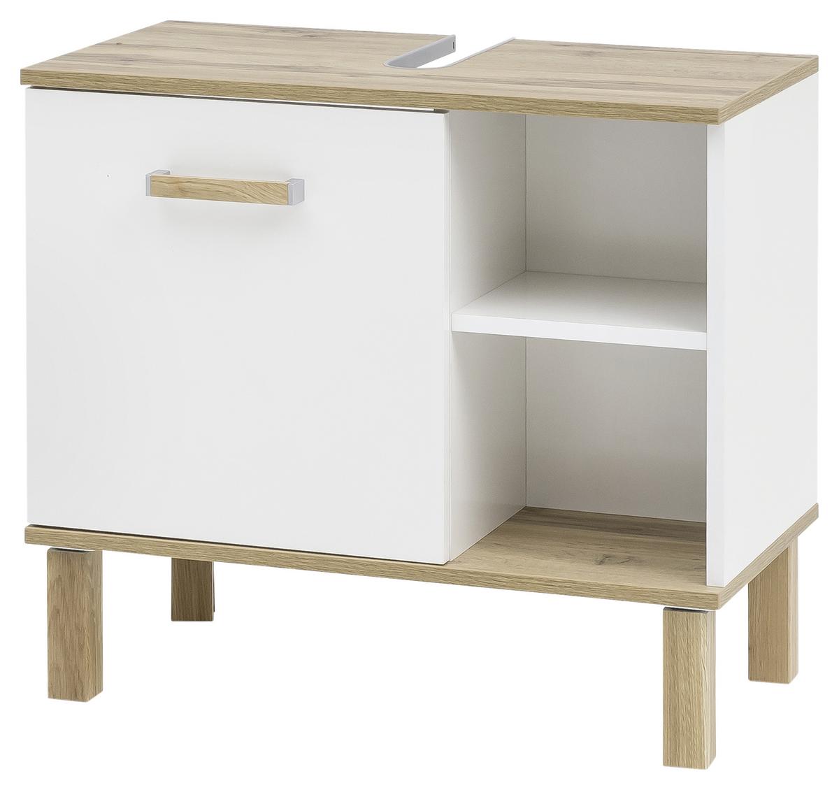 Waschbeckenunterschrank Padua B: 65,2 cm Eiche/Weiß - Eichefarben/Weiß, MODERN, Holzwerkstoff (65,2/60,1/35,0cm) - MID.YOU