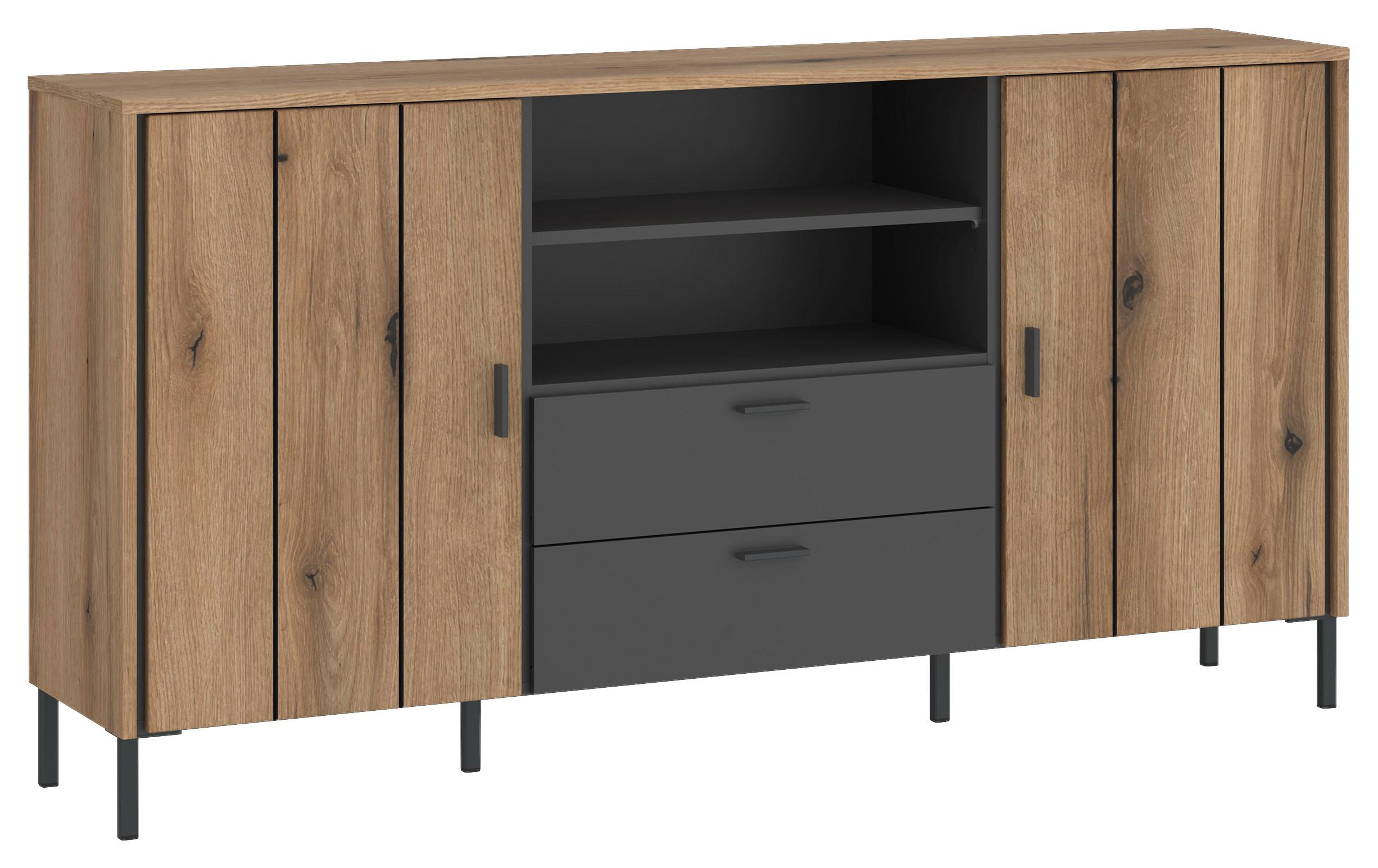 Sideboard, Shirley, B: 158,2cm Eichefarben/anthrazit