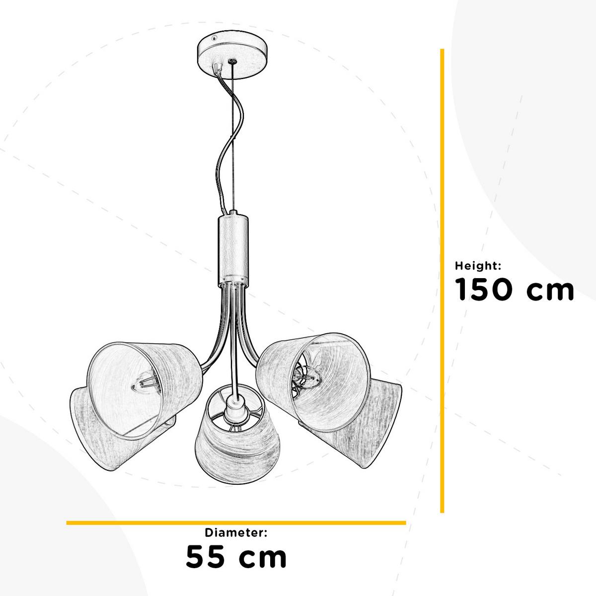 Kronleuchter 5067/5 - Eichefarben/Schwarz, KONVENTIONELL, Textil/Metall (55/150cm)