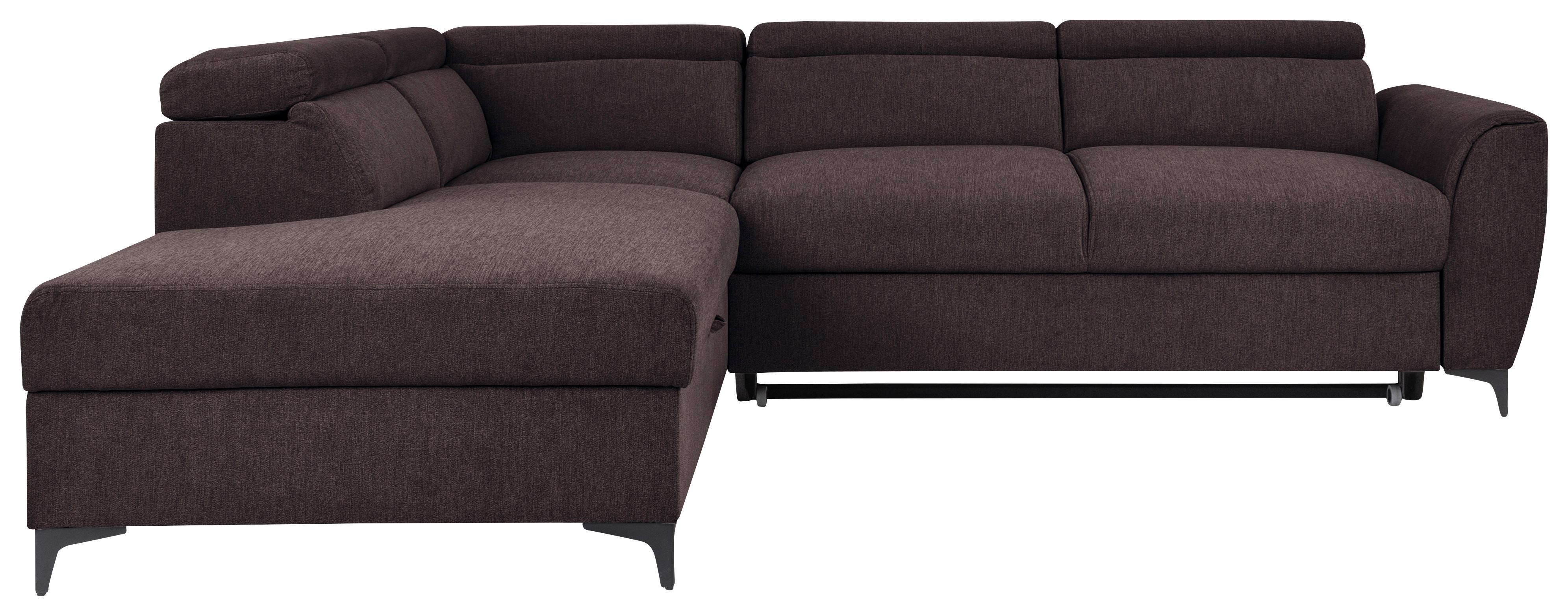Ecksofa Lapis Dunkelbraun S: 217/255 cm - Dunkelbraun/Schwarz, KONVENTIONELL, Textil (217/255cm) - MID.YOU