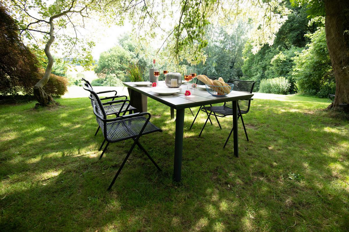 Gartengarnitur 5-Tlg. Metall/Kunststoff - Anthrazit/Schwarz, Basics, Holzwerkstoff/Kunststoff (92/73/160cm) - Gardenson