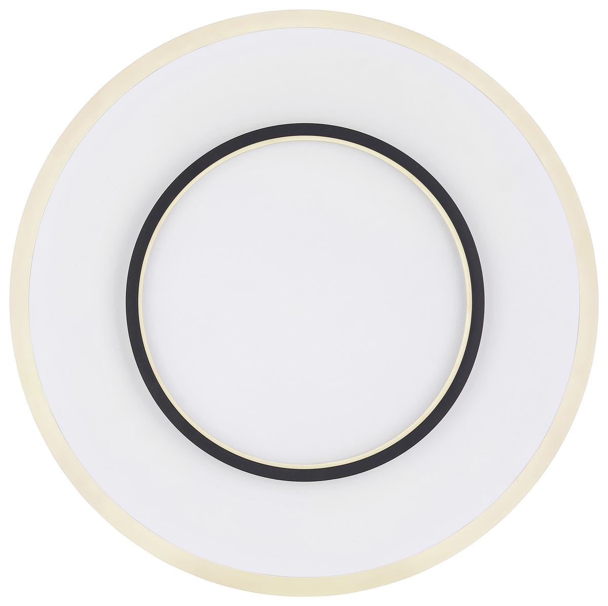 Led-deckenleuchte Lima Ø 46,8 Cm Mit Fernbedienung - Opal/Schwarz, Basics, Kunststoff/Metall (46,8/6cm) - Globo