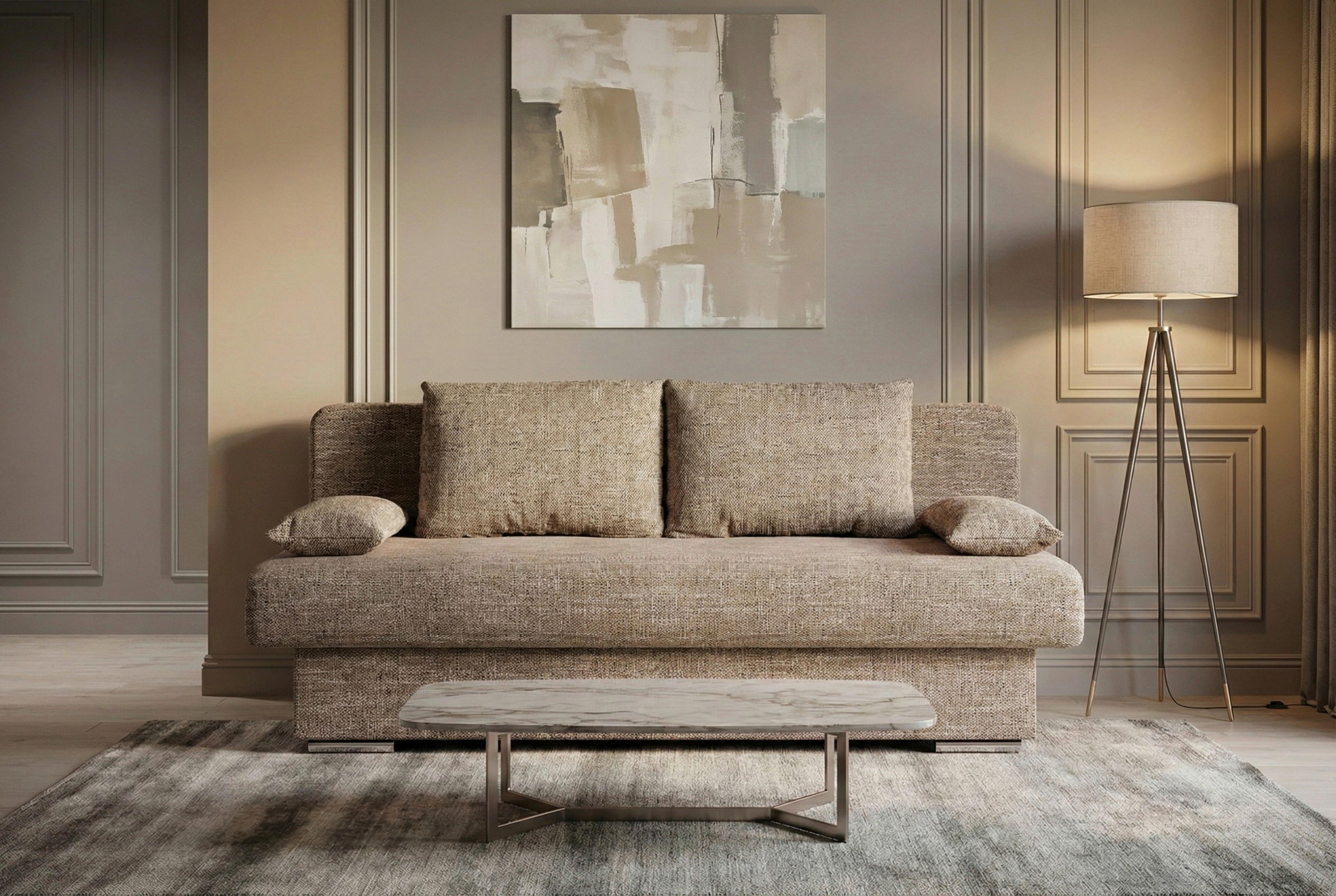 Rozkládací pohovka BORA, cappuccino, s úl.prostorem - šedá/černá, Design, kompozitní dřevo/textil (193/85/86cm) - P & B