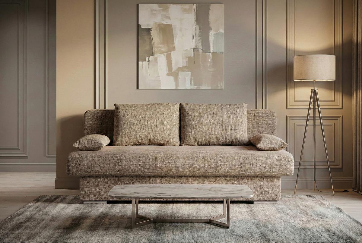 Rozkládací pohovka BORA, cappuccino, s úl.prostorem - šedá/černá, Design, kompozitní dřevo/textil (193/85/86cm) - P & B