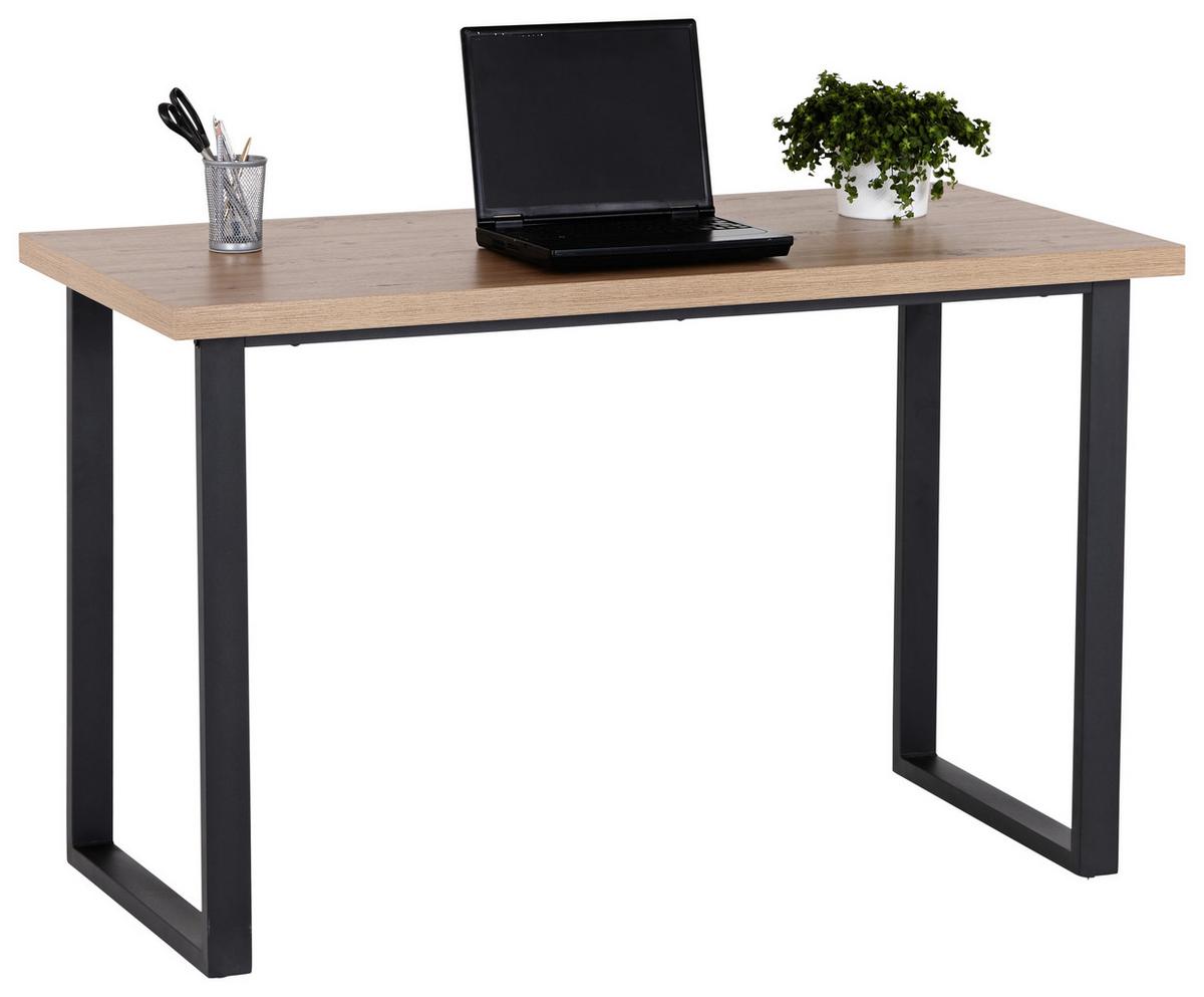 Schreibtisch B 120cm H 60cm Michaela Eichefarben/schwarz - Eichefarben/Schwarz, MODERN, Holzwerkstoff/Metall (120/60/75cm) - MID.YOU