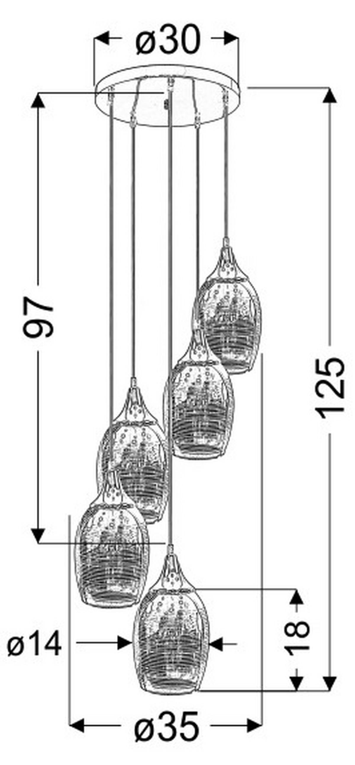 Hängeleuchte 35-60198 - Chromfarben, Design, Metall (35/35/125cm)