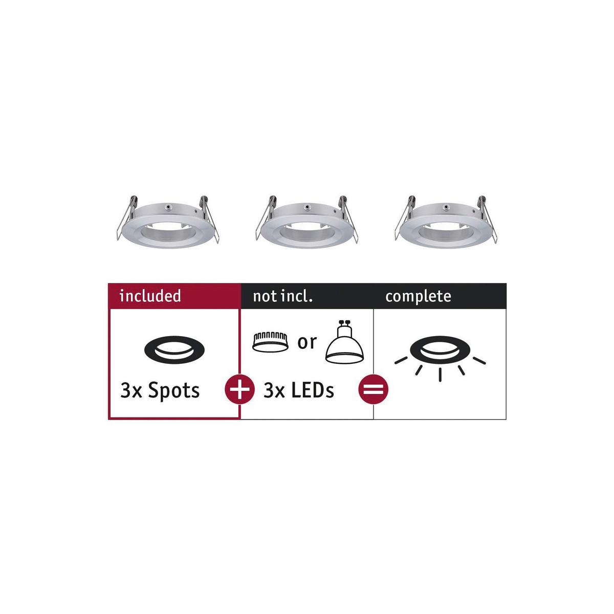 Deckenleuchte 3er-Set Ø 8,4 cm 3-Flammig - Alufarben, Basics, Metall (8,4cm) - Paulmann