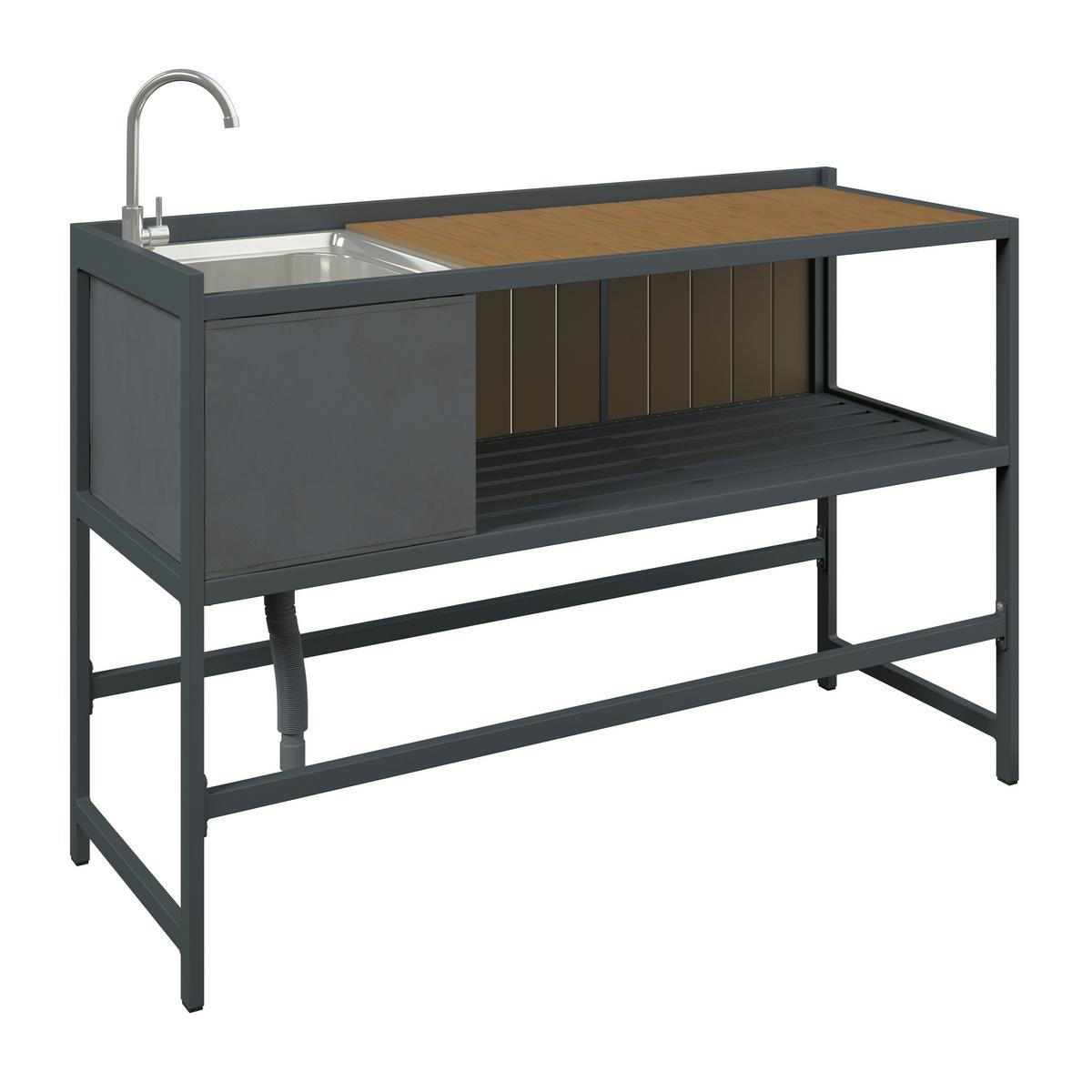 VENKOVNÍ KUCHYNĚ LEVI 2 - přírodní barvy/antracitová, Moderní, kov/plast (144cm)