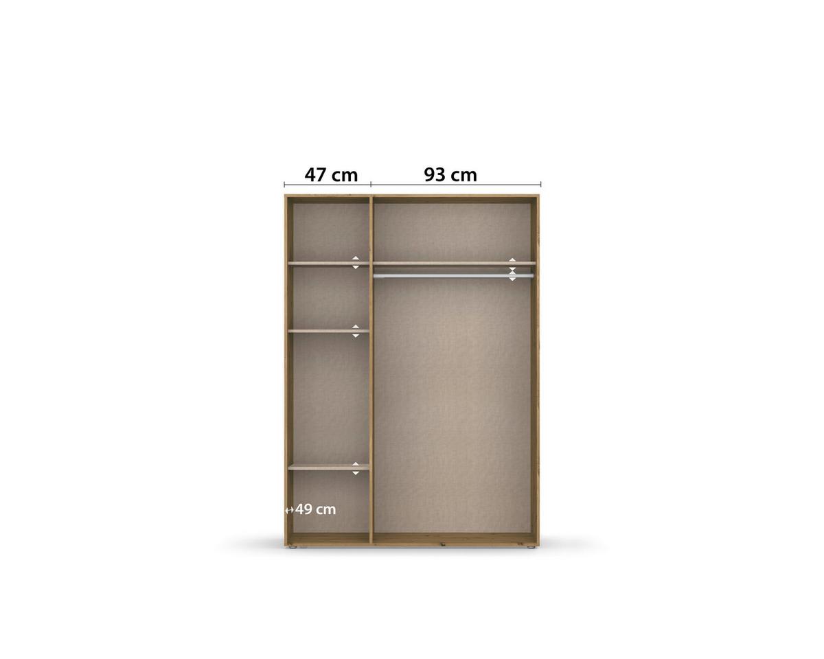 Drehtürenschrank 140 cm Voyager Eiche Artisan,weiß - Weiß/Eiche Artisan, MODERN, Holzwerkstoff (140/194/53cm) - Rauch Möbel