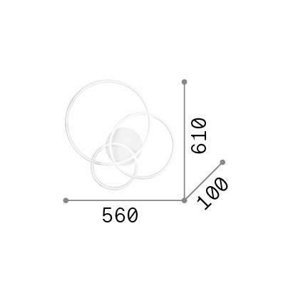 LED-Deckenleuchte Frame Weiß B: 61 cm - Weiß, Design, Metall (56/61/10cm) - Ideal Lux
