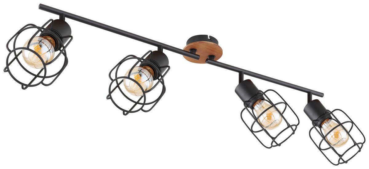 Strahler Willa 4-Flammig verstellbar L: 80 cm - Schwarz/Braun, Basics, Holz/Metall (80/11/24cm) - Globo