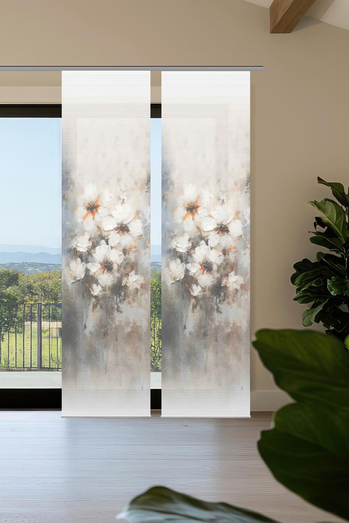 Flächenvorhang Aristea 2er Set - Hellgrau/Naturfarben, Natur, Textil (60/245cm)