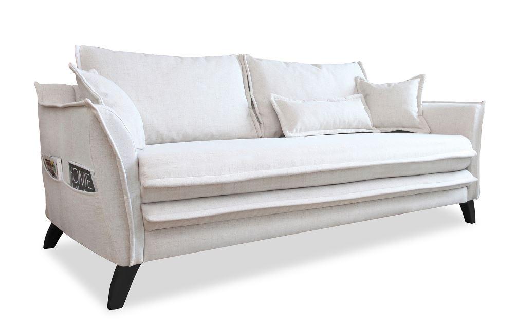 Dreisitzer-Sofa mit Kissen Charming Charlie, Webstoff - Beige/Schwarz, Basics, Textil (180/85/90cm) - MID.YOU
