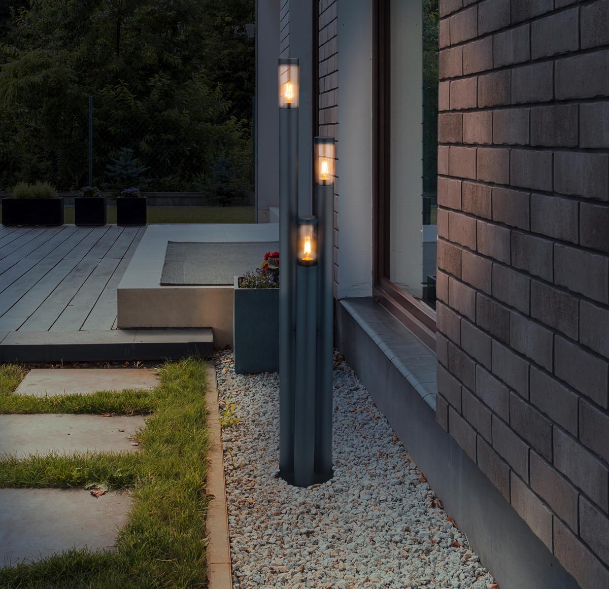 Außenleuchte 23 W Kunststoff/edelstahl - Anthrazit/Grau, Design, Kunststoff/Metall (28/170cm) - Globo