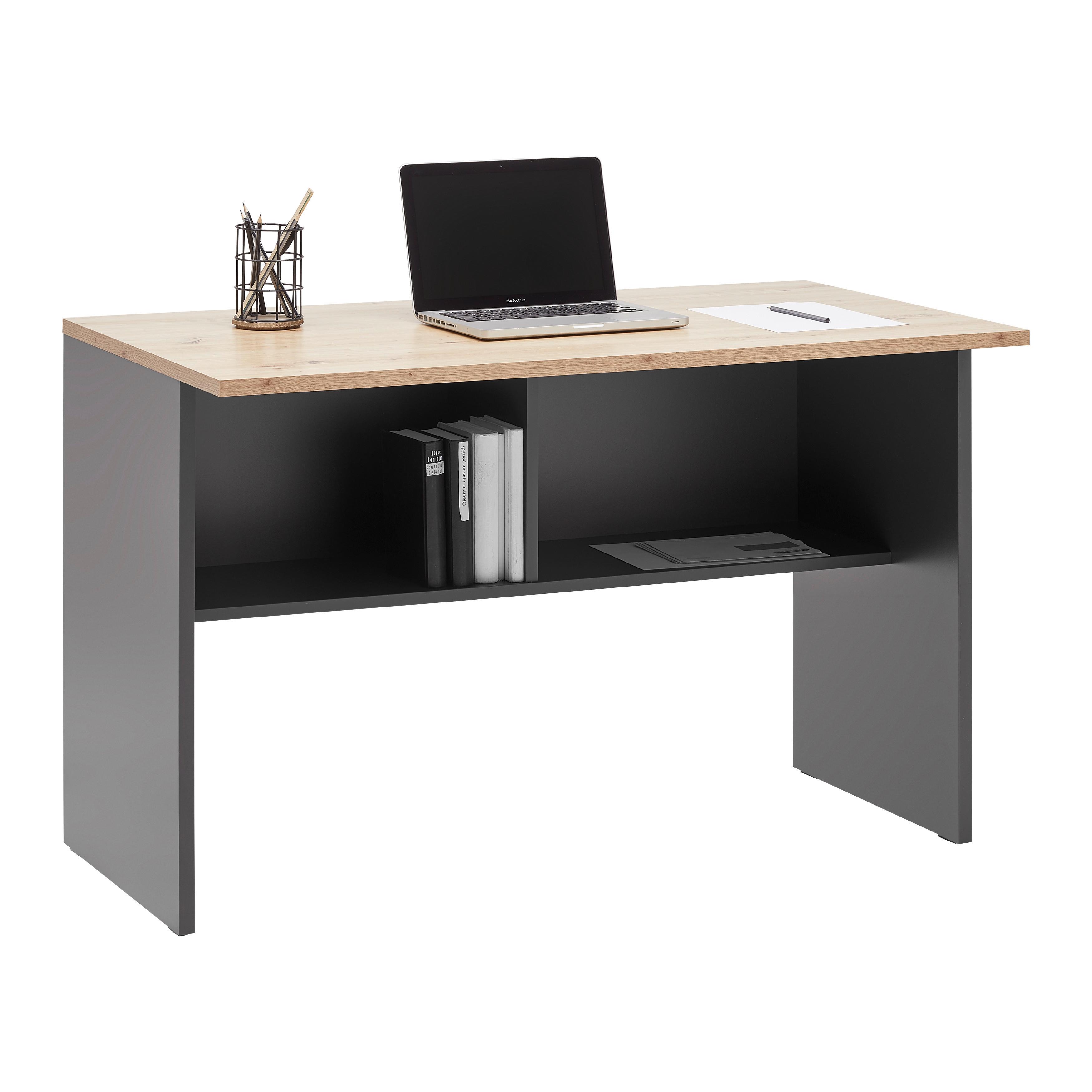Písací stôl SHELF -EXKLUSIV- - antracitová/dub artisan, Modern, kompozitné drevo (120/76/68cm) - Mömax