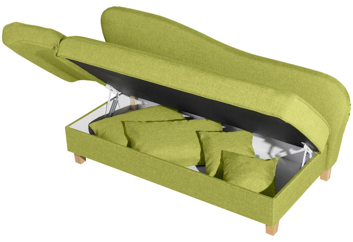 Recamiere Selma  Hellgrün Li. mit Bettkasten+ Schlaffunktion - Buchefarben/Hellgrün, Design, Textil (190/88/82cm) - Max Winzer
