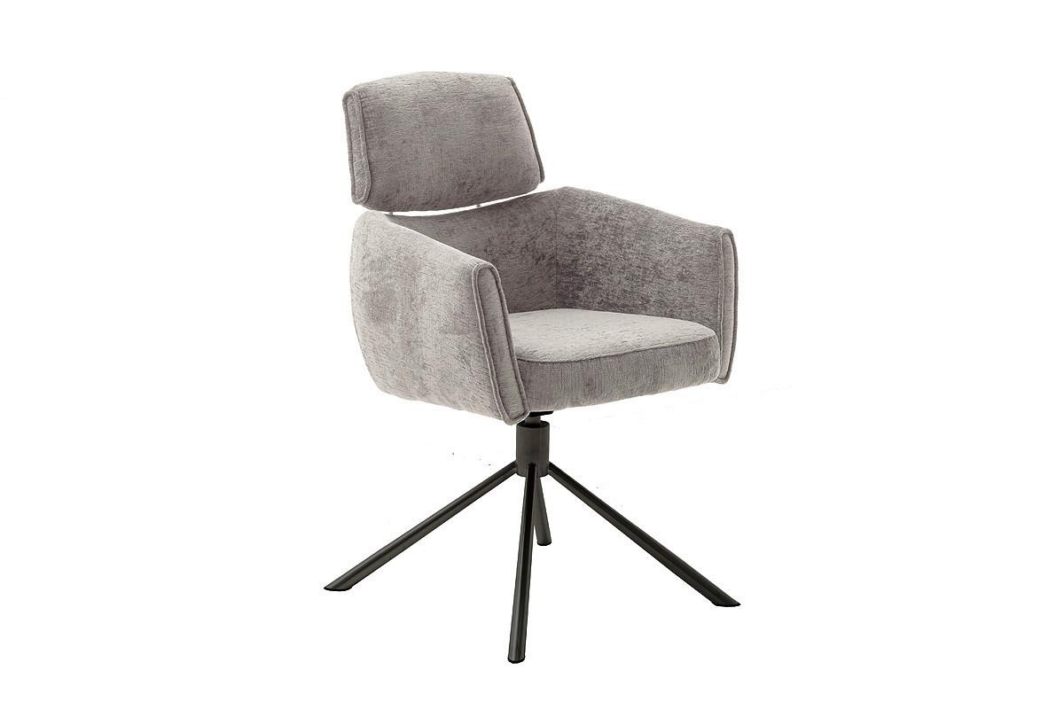 Armlehnstuhl Quebec Chenille Taupe 360° drehbar - Taupe/Schwarz, KONVENTIONELL, Textil/Metall (60/92/64cm)