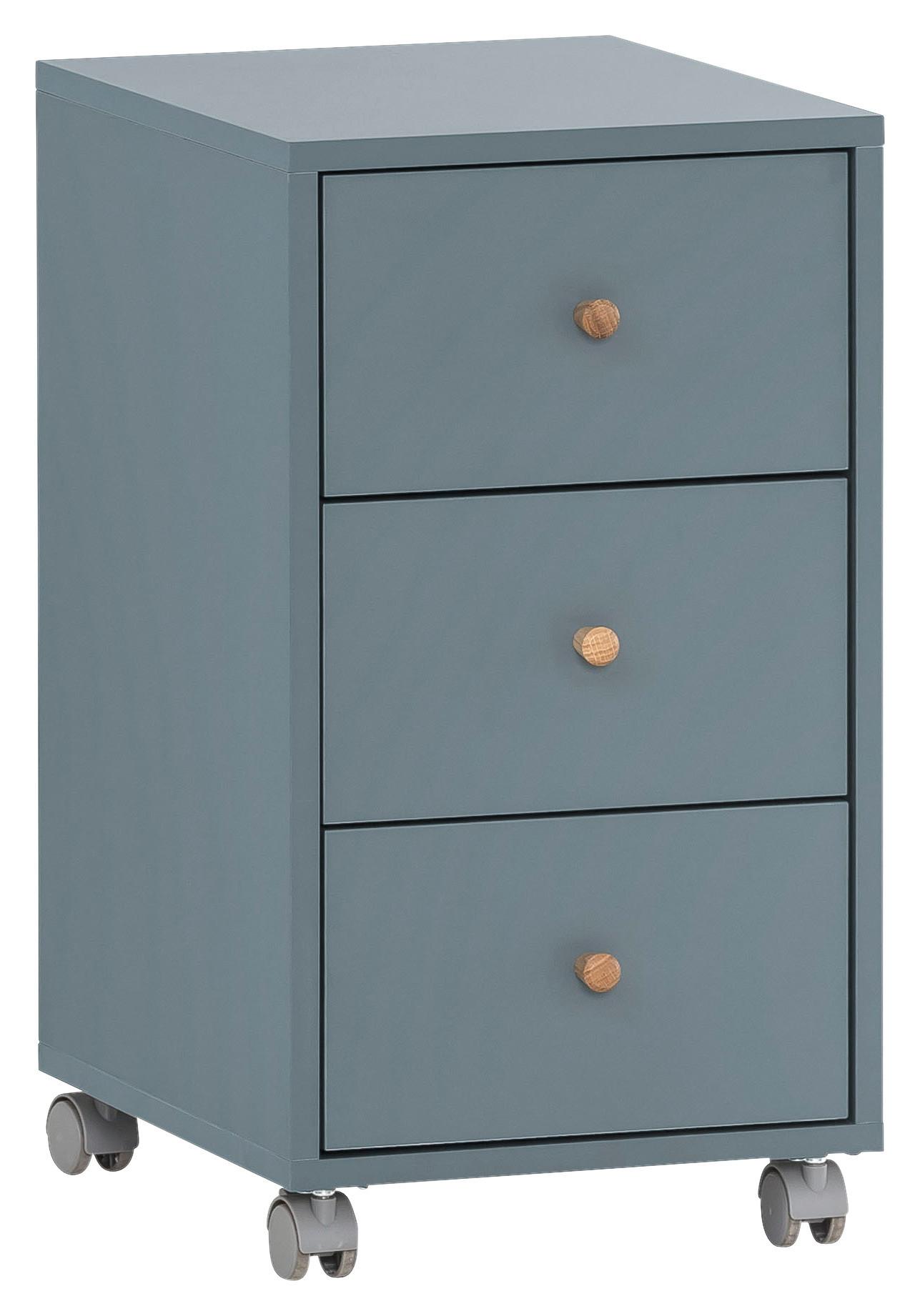 Rollcontainer Blau 32,6x59,7x39,1 cm - Blau, MODERN, Holzwerkstoff/Kunststoff (32,6/59,7/39,1cm) - MID.YOU