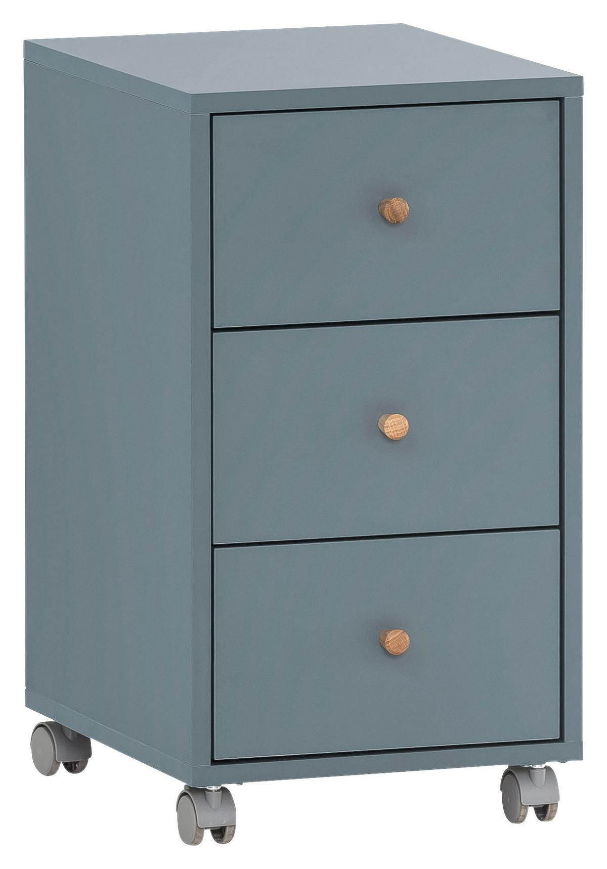 Rollcontainer Blau 32,6x59,7x39,1 cm - Blau, MODERN, Holzwerkstoff/Kunststoff (32,6/59,7/39,1cm) - MID.YOU