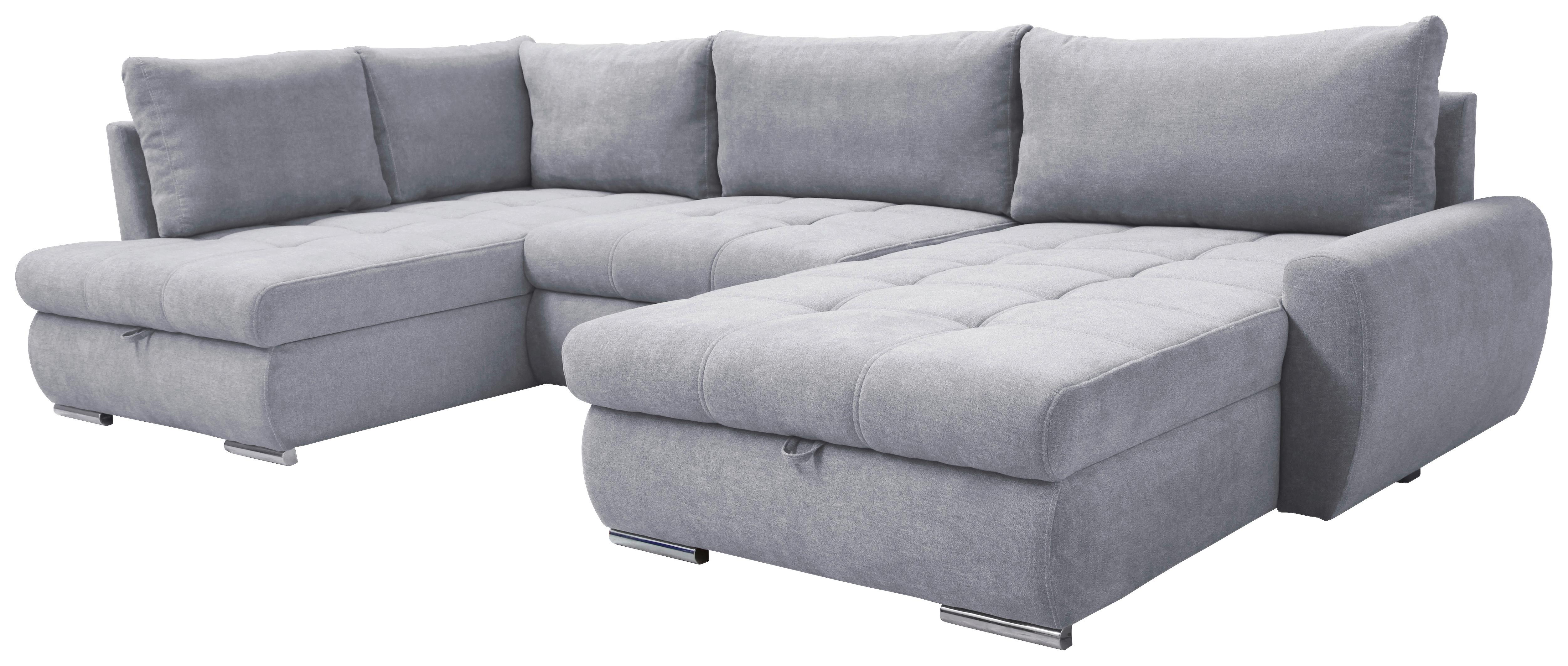 Ecksofa Canion - Chromfarben/Hellgrau, Design, Textil (173/322/174cm) - Livetastic