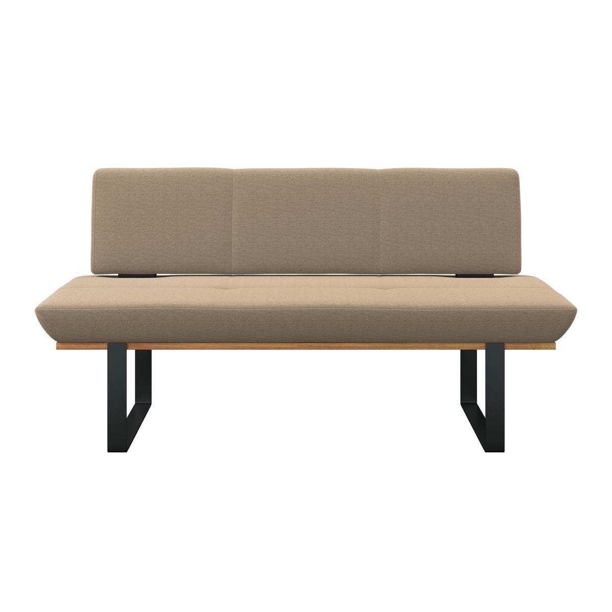 Sitzbank Tristan Webstoff beige, B: 170cm - Beige/Schwarz, MODERN, Holz/Textil (170/48/90cm) - James Wood