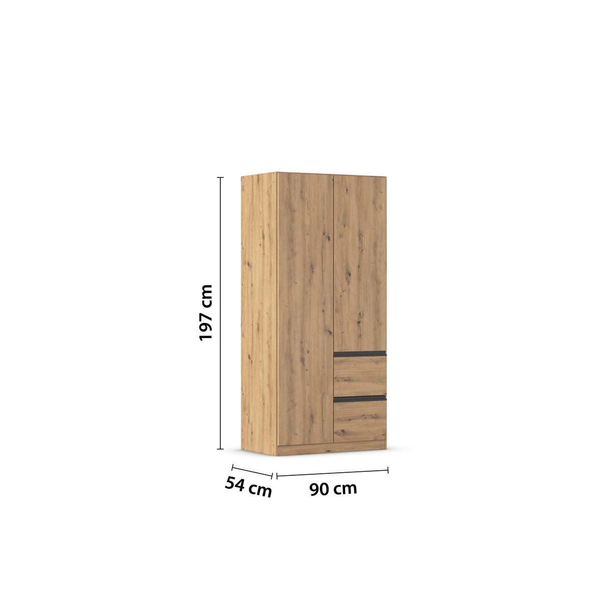 Drehtürenschrank Costa Eiche Artisan Dekor B: 91 cm - Eiche Artisan, MODERN, Holzwerkstoff (91/197/54cm) - Rauch Möbel