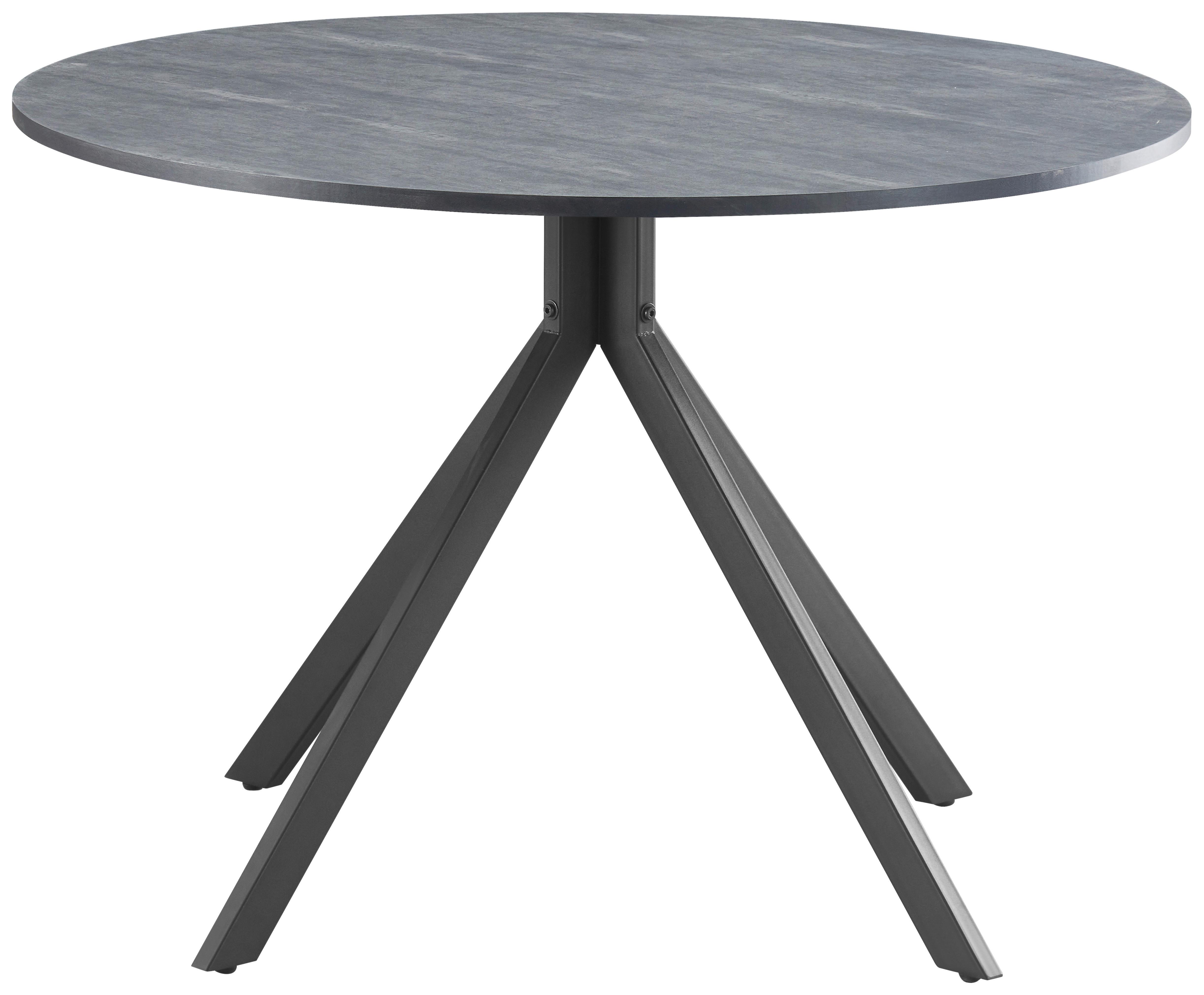 Esstisch Lennox Mdf Melamin Grau, B: 110 cm - Schwarz/Grau, KONVENTIONELL, Holzwerkstoff/Metall (110/76/110cm) - MID.YOU