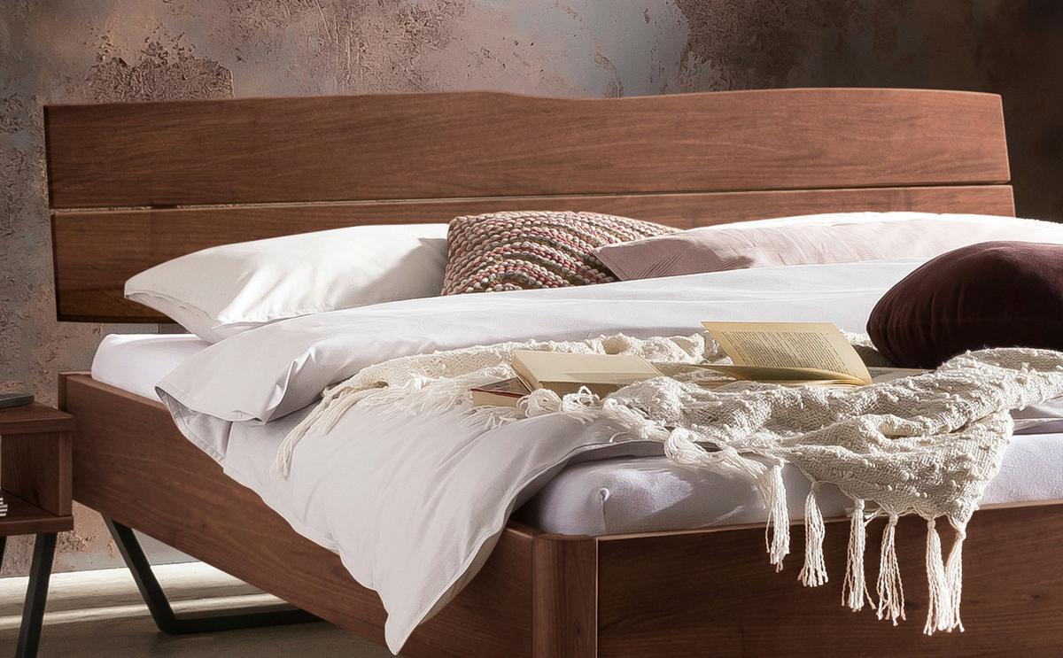 Bett Fossoli Nussbaumfarben 140x200 Cm - Anthrazit/Nussbaumfarben, MODERN, Holz (140/200cm) - Hasena