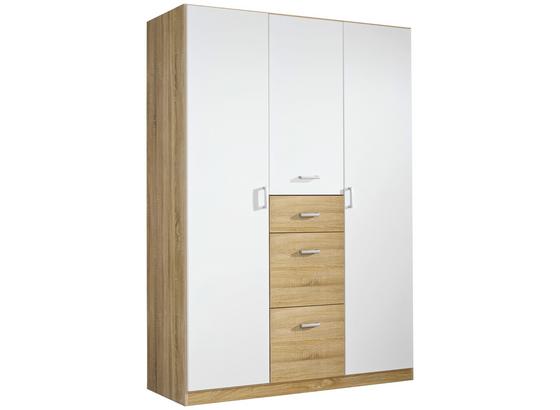 Drehtürenschrank mit Schubladen 136cm Point, Weiß - Weiß/Sonoma Eiche, MODERN, Holzwerkstoff (136/197/54cm) Drehtürenschrank mit Schubladen 136cm Point, Weiß - Weiß/Sonoma Eiche, MODERN, Holzwerkstoff (136/197/54cm)