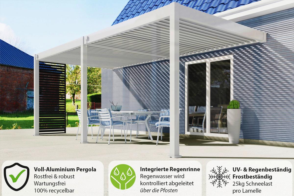 Pergola Deluxe 530x360 cm Weiß Aluminium - Weiß, Basics, Metall (530/255/360cm) - WEIDE