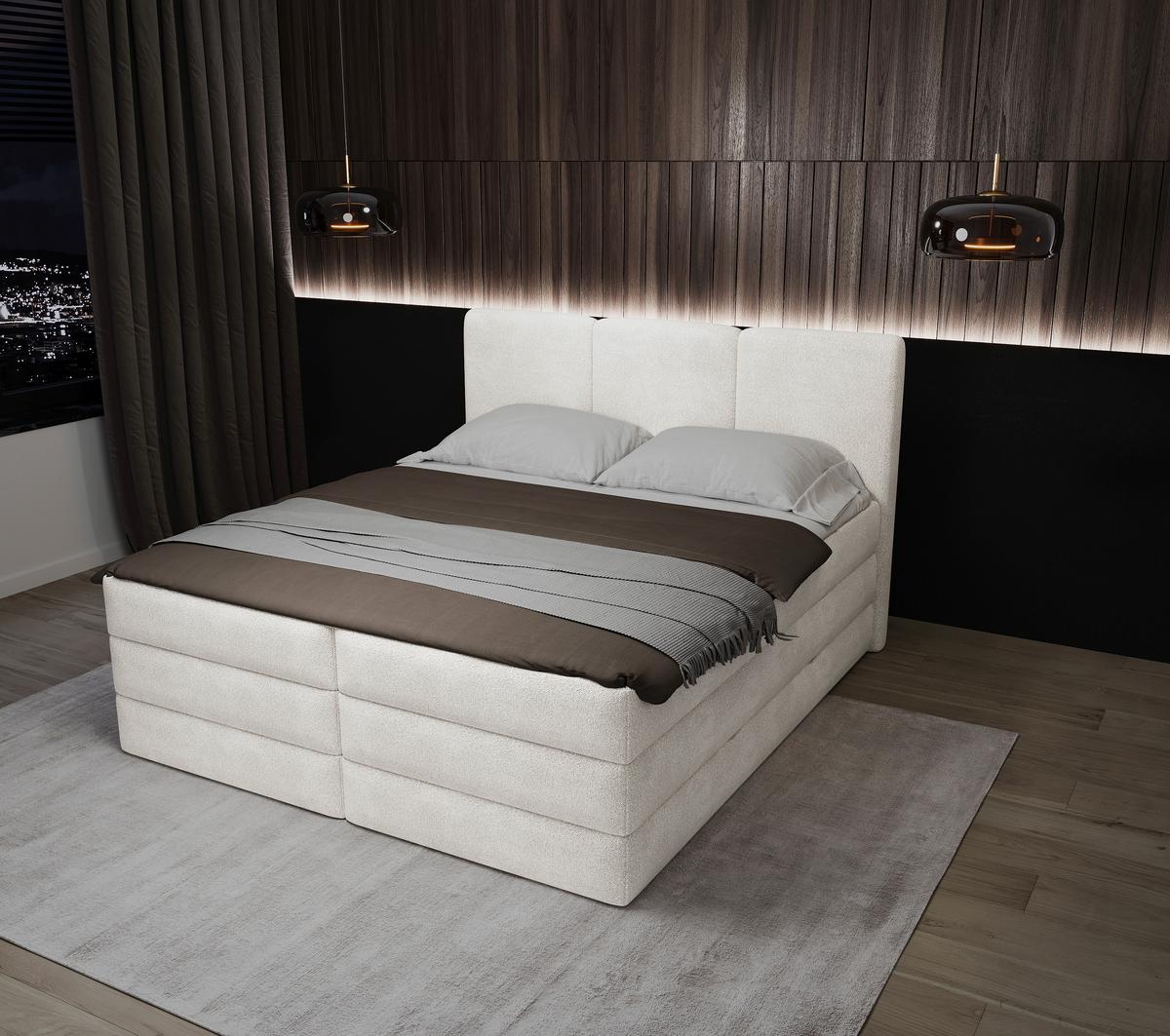 Boxspringbett mit Topper + Bettkasten 160x200 cm Castel - Schwarz/Weiß, MODERN, Holz/Holzwerkstoff (160/200cm) - MID.YOU