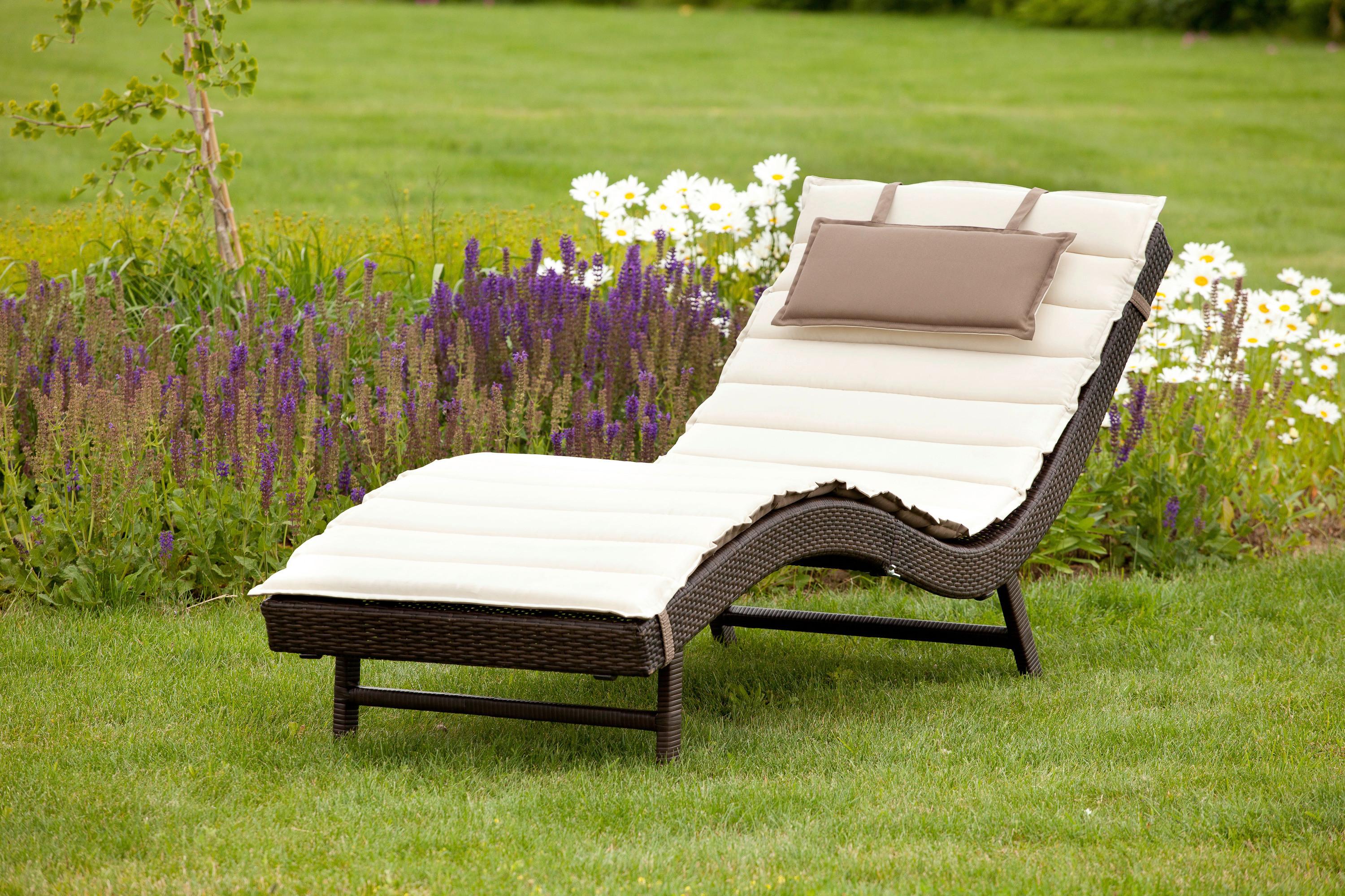 Sonnenliege Piacenza Metall/kunststoff Mit Auflage - Taupe/Beige, MODERN, Kunststoff/Metall (188/75/66cm) - Gardenson