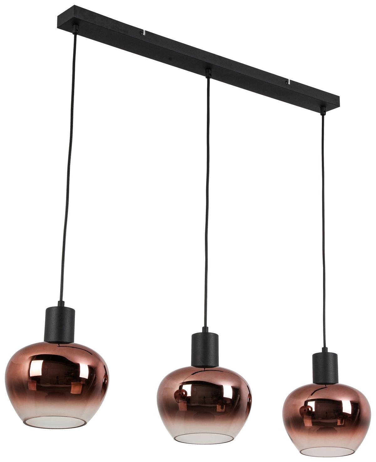 Hängeleuchte Sani - Schwarz/Kupferfarben, MODERN, Glas/Kunststoff (86/18/120cm) - James Wood