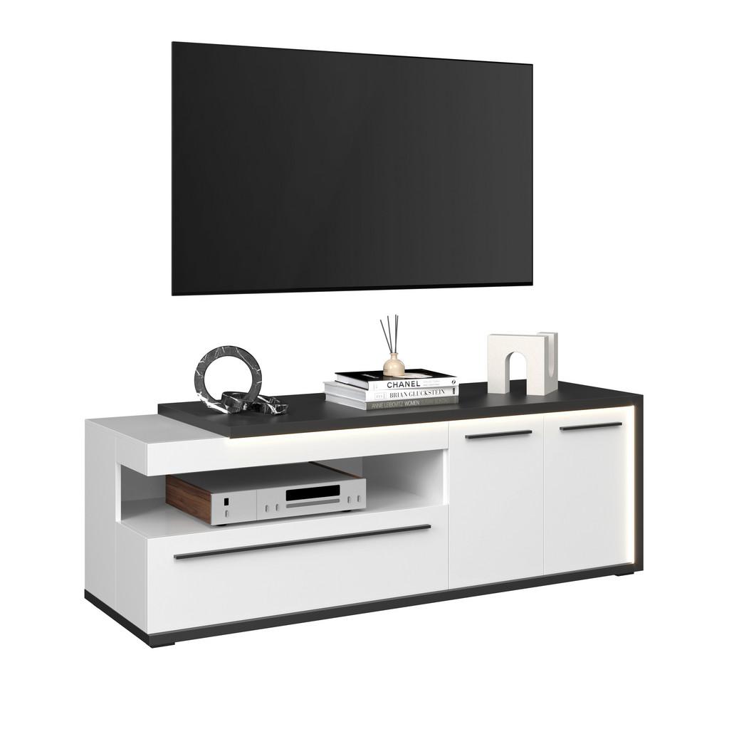 TV-Lowboard Ambiente B:163,6cm Alpinweiss, Anthrazit