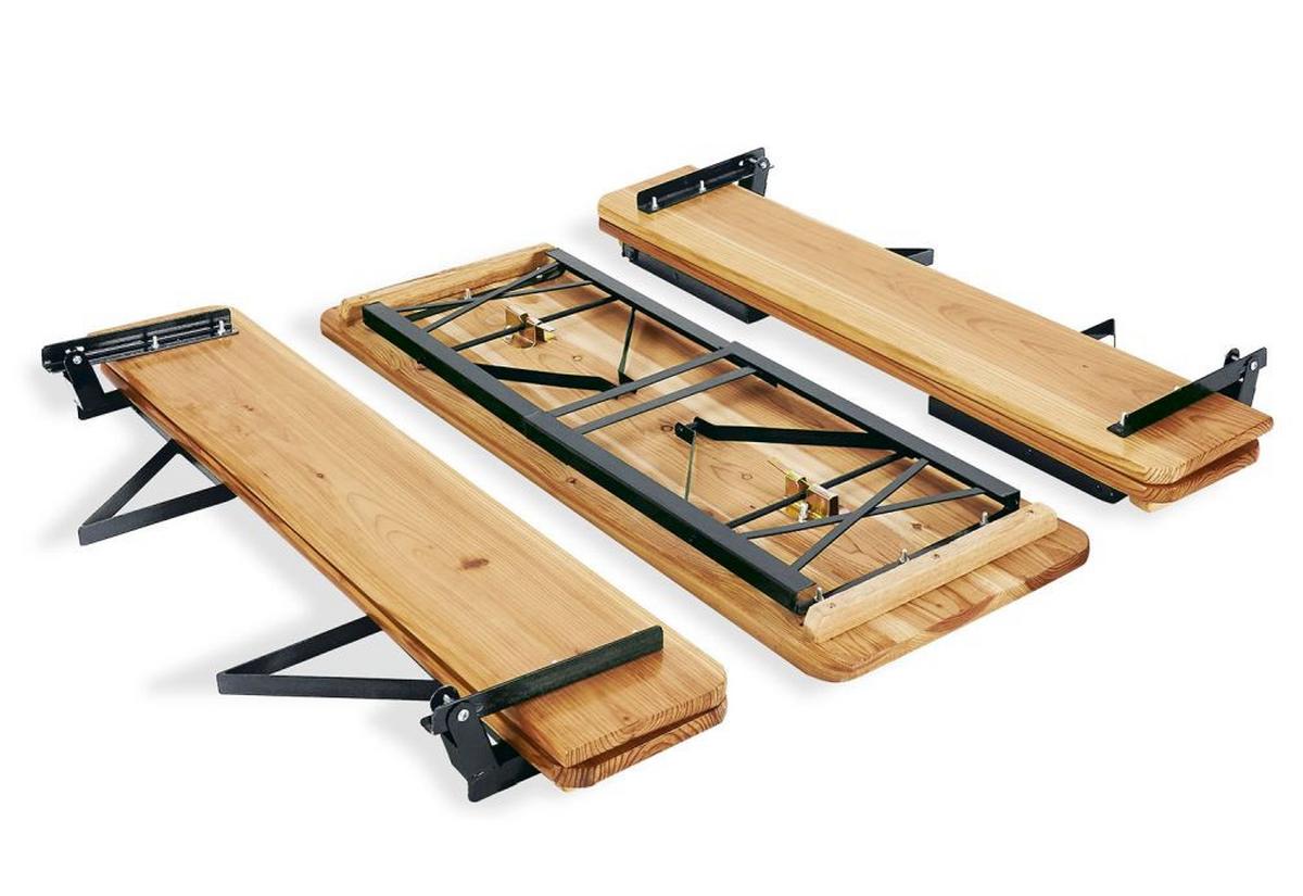 Kinderfestzeltgarnitur natur/grün - Dunkelgrün/Naturfarben, Basics, Holz/Metall (109/40/53cm) - Pinolino