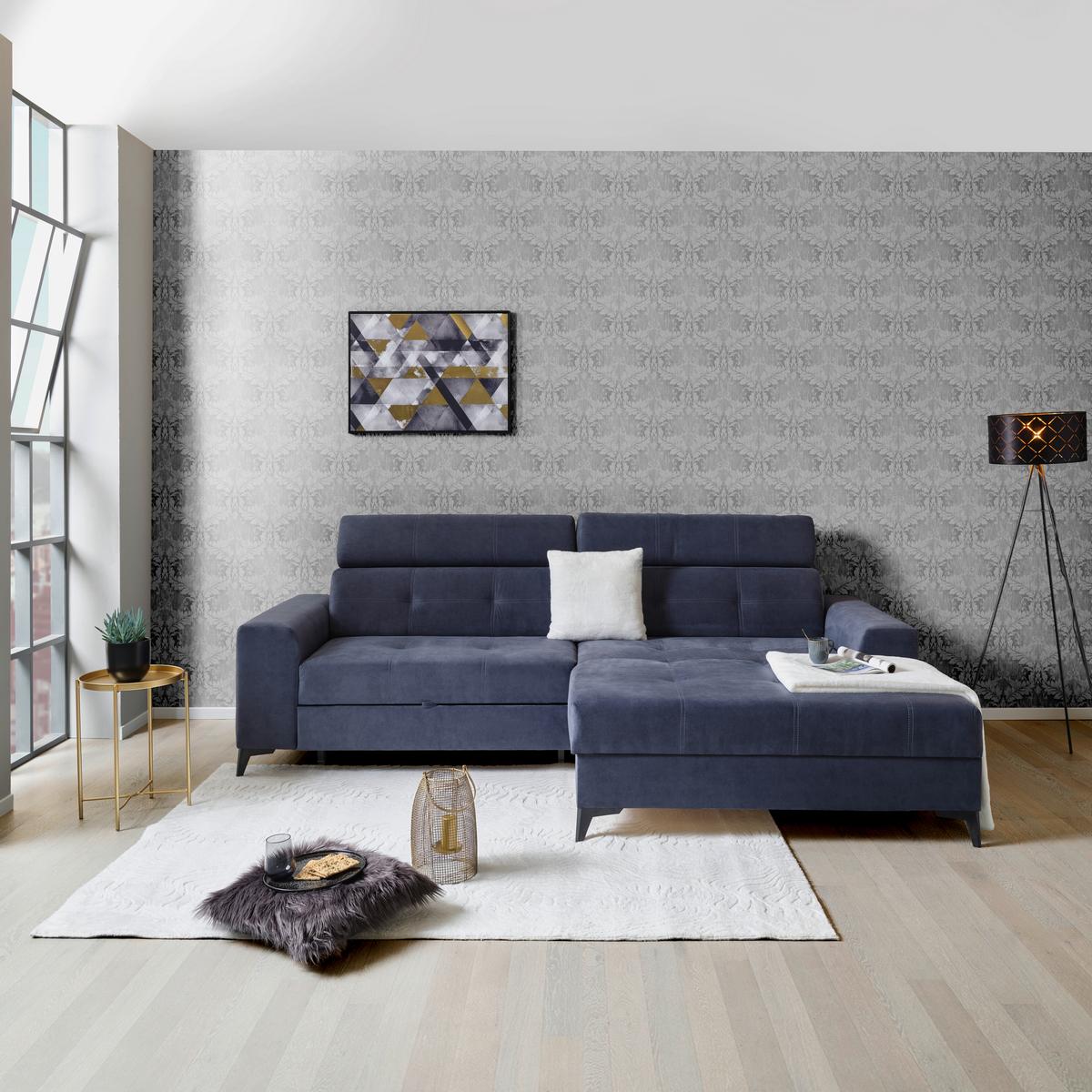 Wohnlandschaft Florida Mit Schlaffunktion Petrol - Petrol/Schwarz, MODERN, Holz/Holzwerkstoff (275/92/175cm)