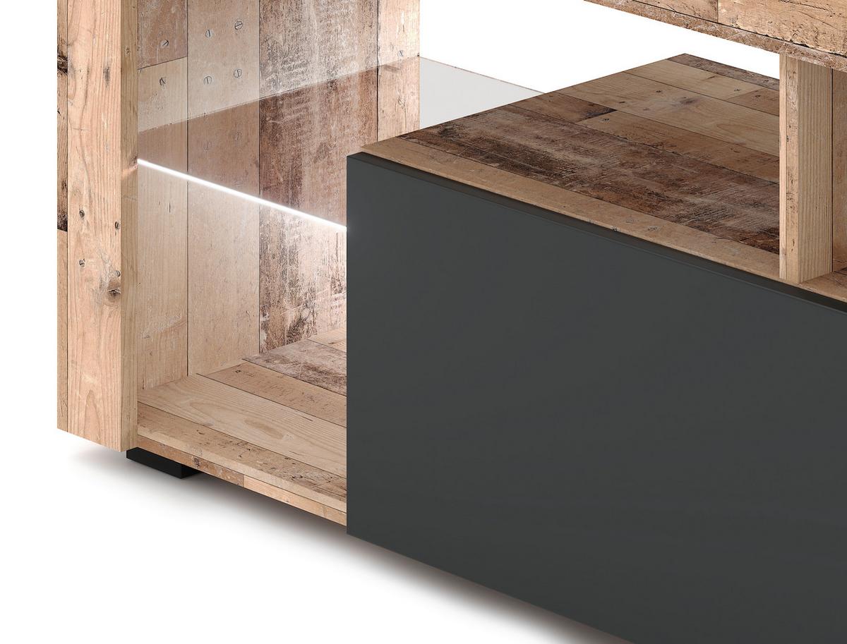 TV-Lowboard Everest B: 140 cm Alteiche Anthrazit - Alteiche/Anthrazit, Design, Glas/Holzwerkstoff (140/50,5/35cm) - Livetastic